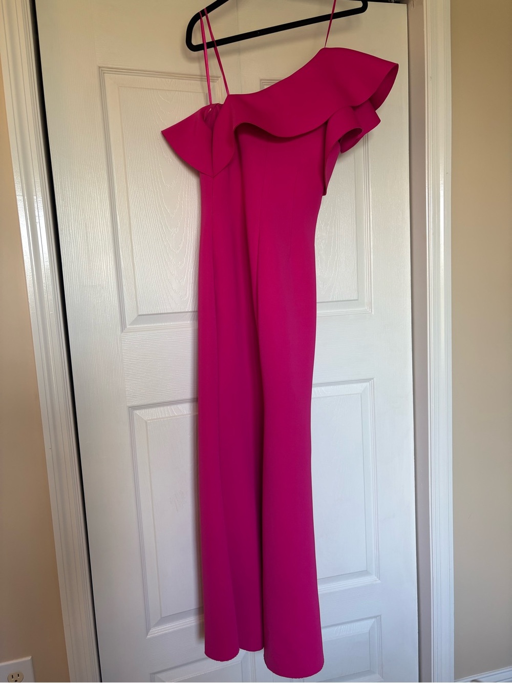 Eliza J Fuchsia One-Shoulder Ruffle Jumpsuit